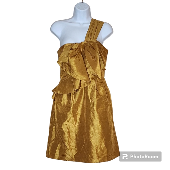 Hutch by Anthropologie Gold Bow Tie Mini Dress Size 2 NWOT - Picture 5 of 9